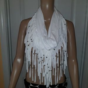 Super soft white and silver scarf